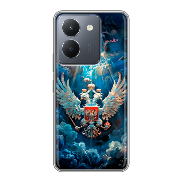 Силиконовый чехол на Vivo Y27s с принтом Герб флаг России Силиконовый чехол на Vivo Y27s с принтом Герб флаг России
