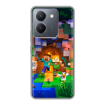 Силиконовый чехол на Vivo Y27s с принтом Майнкрафт Minecraft