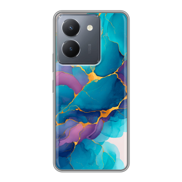 Силиконовый чехол на Vivo Y27s с принтом Мрамор блестки