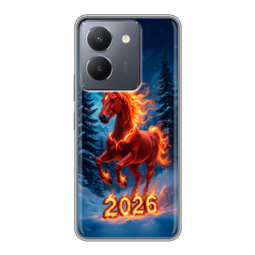 Силиконовый чехол на Vivo Y27s с принтом Новый год коня