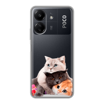 Силиконовый чехол на Xiaomi RedMi 13C с принтом Кошки Силиконовый чехол на Xiaomi RedMi 13C с принтом Кошки