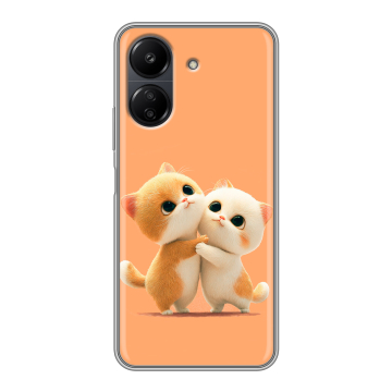 Силиконовый чехол на Xiaomi RedMi 13C с принтом Милые котики Силиконовый чехол на Xiaomi RedMi 13C с принтом Милые котики