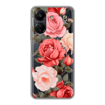 Силиконовый чехол на Xiaomi RedMi 13C с принтом Розы