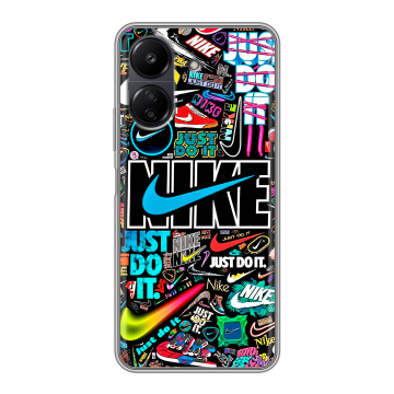 Силиконовый чехол на Xiaomi RedMi 13C с принтом найк nike черный
