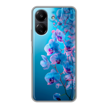Силиконовый чехол на Xiaomi RedMi 13C с принтом голубые орхидеи