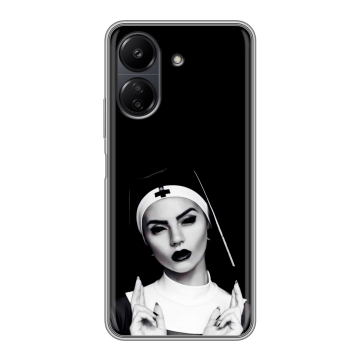 Силиконовый чехол на Xiaomi RedMi 13C с принтом монашка