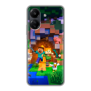 Силиконовый чехол на Xiaomi RedMi 13C с принтом Майнкрафт Minecraft