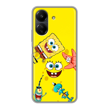 Силиконовый чехол на Xiaomi RedMi 13C с принтом Спанч боб Спанчбоб