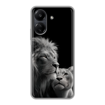 Силиконовый чехол на Xiaomi RedMi 13C с принтом Лев кошки Силиконовый чехол на Xiaomi RedMi 13C с принтом Лев кошки