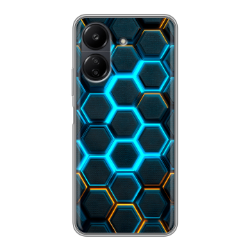 Силиконовый чехол на Xiaomi RedMi 13C с принтом Неоновые соты Силиконовый чехол на Xiaomi RedMi 13C с принтом Неоновые соты
