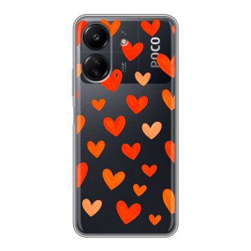 Силиконовый чехол на Xiaomi RedMi 13C с принтом Сердечки Силиконовый чехол на Xiaomi RedMi 13C с принтом Сердечки