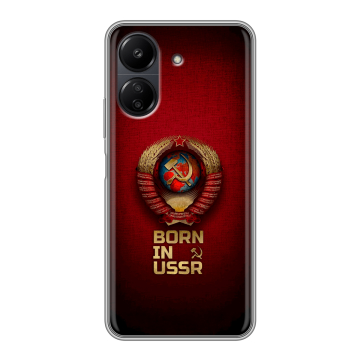 Силиконовый чехол на Xiaomi RedMi 13C с принтом Флаг Герб СССР Силиконовый чехол на Xiaomi RedMi 13C с принтом Флаг Герб СССР
