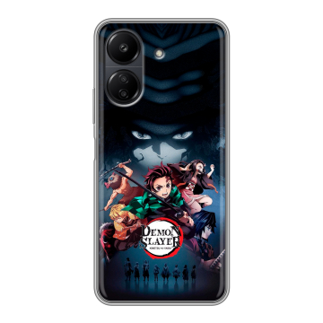 Силиконовый чехол на Xiaomi RedMi 13C с принтом Demon Slayer Клинок рассекающий демонов