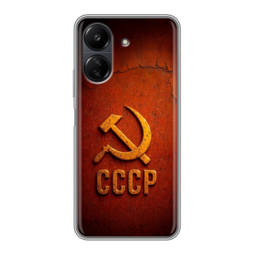 Силиконовый чехол на Xiaomi RedMi 13C с принтом Флаг Герб СССР