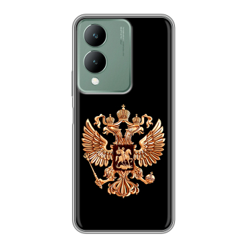 Силиконовый чехол на Vivo Y17s с принтом Герб России золотой