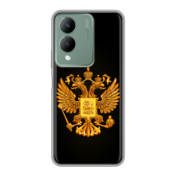 Силиконовый чехол на Vivo Y17s с принтом Герб России желтый Силиконовый чехол на Vivo Y17s с принтом Герб России желтый