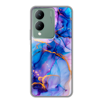 Силиконовый чехол на Vivo Y17s с принтом синий мрамор Силиконовый чехол на Vivo Y17s с принтом синий мрамор