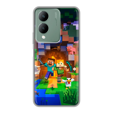 Силиконовый чехол на Vivo Y17s с принтом Майнкрафт Minecraft