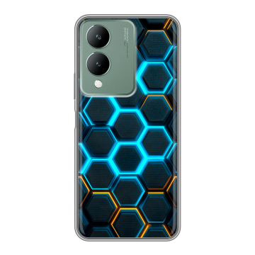 Силиконовый чехол на Vivo Y17s с принтом Неоновые соты