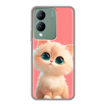 Силиконовый чехол на Vivo Y17s с принтом Розовый котенок