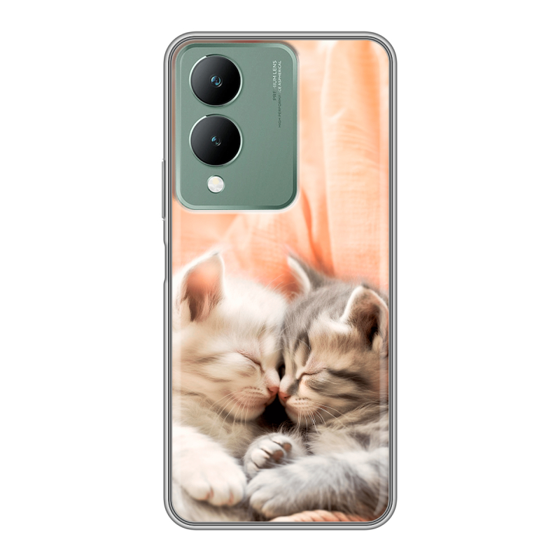 Силиконовый противоударный чехол на Vivo Y17s с принтом Котята Силиконовый противоударный чехол на Vivo Y17s с принтом Котята