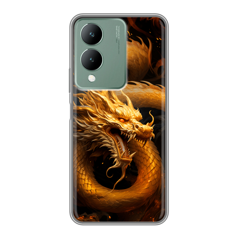 Силиконовый чехол на Vivo Y17s с принтом Золотой дракон Силиконовый чехол на Vivo Y17s с принтом Золотой дракон