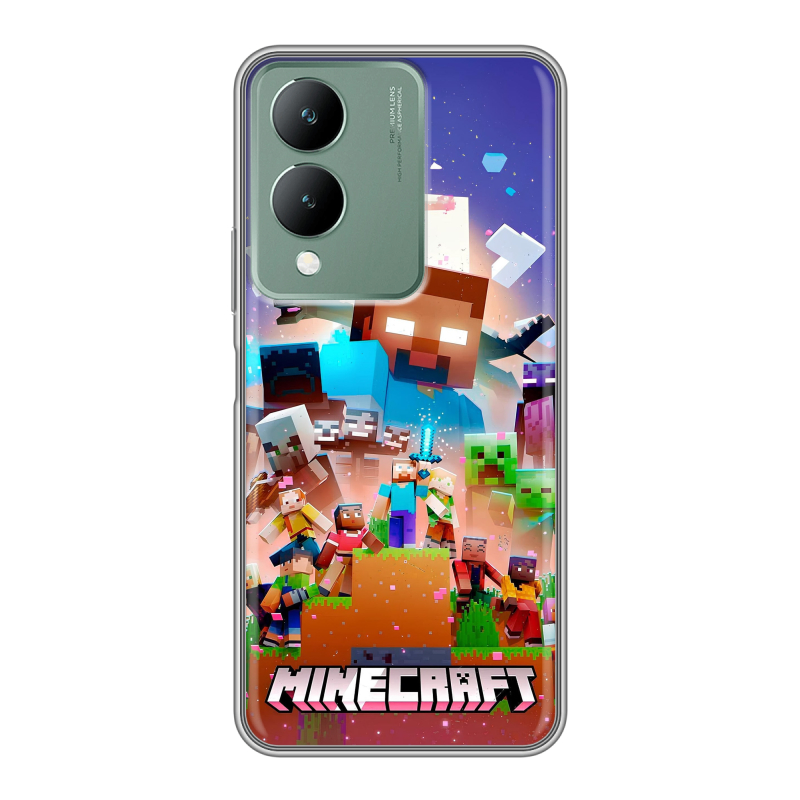 Силиконовый противоударный чехол на Vivo Y17s с принтом Майнкрафт Minecraft Силиконовый противоударный чехол на Vivo Y17s с принтом Майнкрафт Minecraft