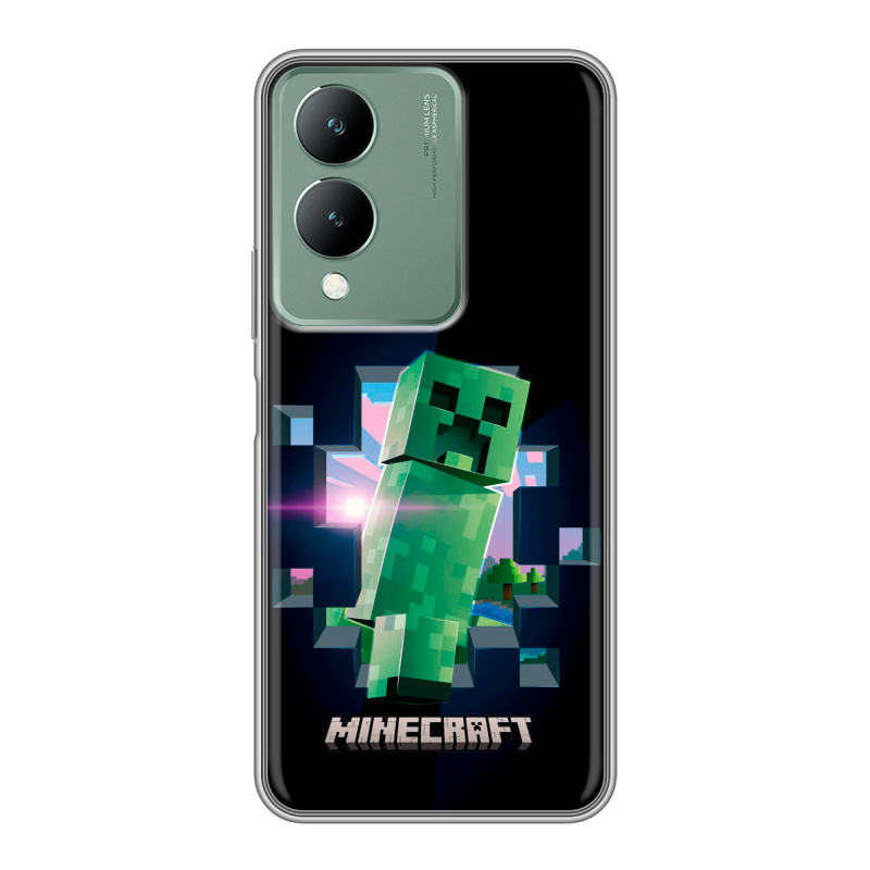 Силиконовый противоударный чехол на Vivo Y17s с принтом Майнкрафт Minecraft Силиконовый противоударный чехол на Vivo Y17s с принтом Майнкрафт Minecraft