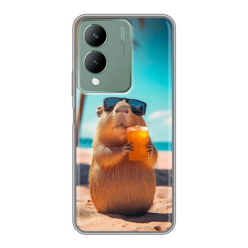 Силиконовый чехол на Vivo Y17s с принтом Капибара Силиконовый чехол на Vivo Y17s с принтом Капибара
