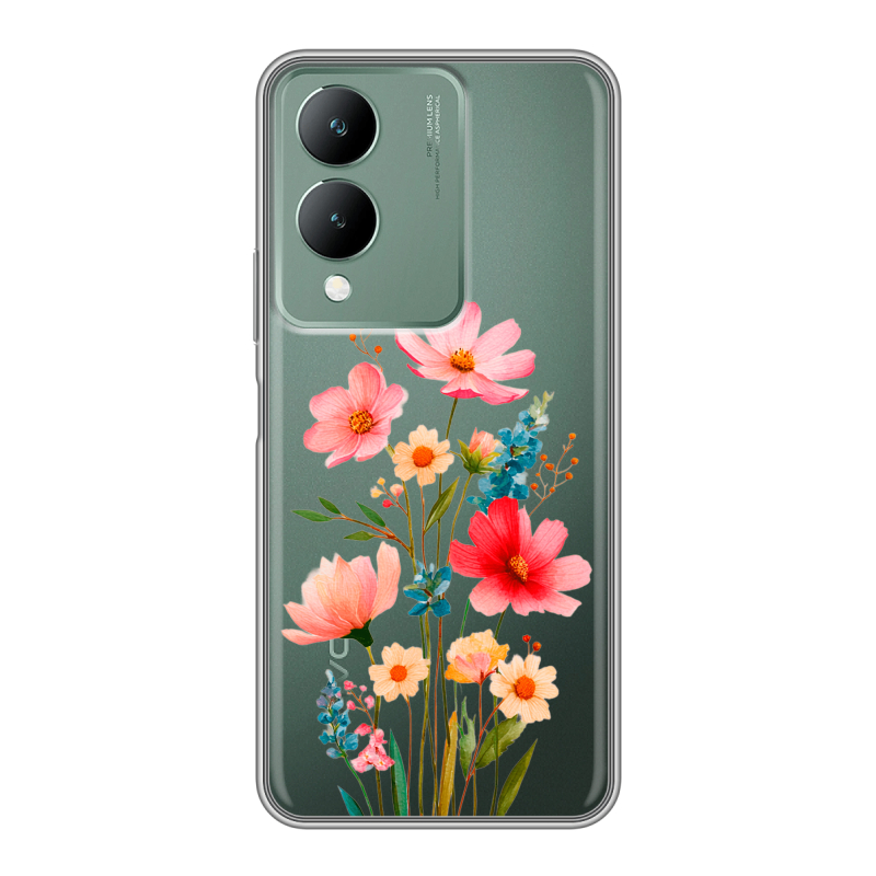 Силиконовый чехол на Vivo Y17s с принтом Цветы Силиконовый чехол на Vivo Y17s с принтом Цветы