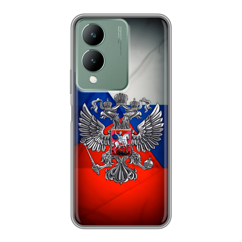 Силиконовый противоударный чехол на Vivo Y17s с принтом Флаг России Силиконовый противоударный чехол на Vivo Y17s с принтом Флаг России