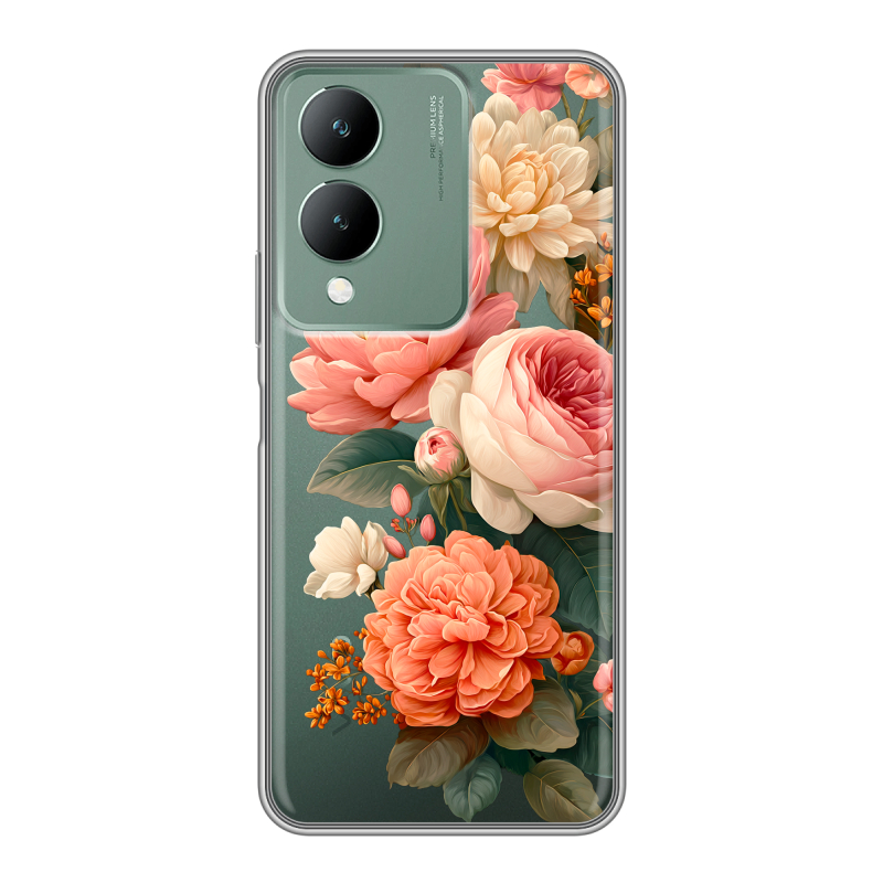 Силиконовый чехол на Vivo Y17s с принтом цветы Силиконовый чехол на Vivo Y17s с принтом цветы