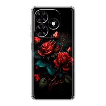 Силиконовый чехол на Tecno Spark Go 2024 с принтом Розы красные