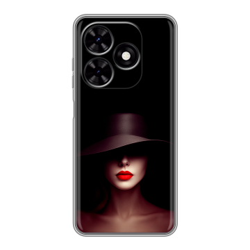 Силиконовый чехол на Tecno Spark Go 2024 с принтом Девушка в шляпе Силиконовый чехол на Tecno Spark Go 2024 с принтом Девушка в шляпе
