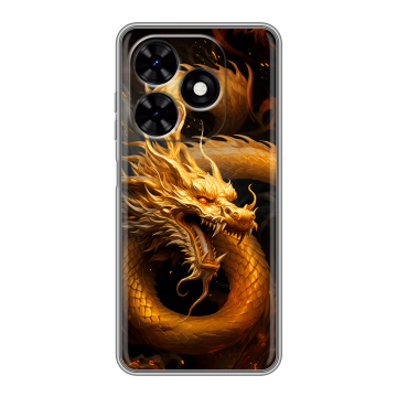 Силиконовый чехол на Tecno Spark Go 2024 с принтом Золотой дракон