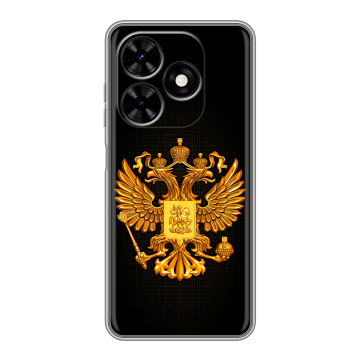 Силиконовый чехол на Tecno Spark Go 2024 с принтом Герб России желтый