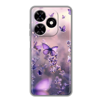 Силиконовый чехол на Tecno Spark Go 2024 с принтом бабочки и лаванда