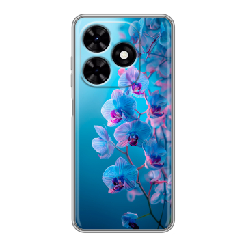 Силиконовый чехол на Tecno Spark Go 2024 с принтом голубые орхидеи