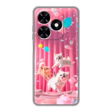 Силиконовый чехол на Tecno Spark Go 2024 с принтом милые котики