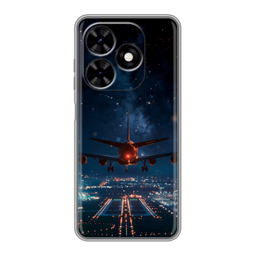 Силиконовый чехол на Tecno Spark Go 2024 с принтом самолет