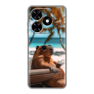 Силиконовый чехол на Tecno Spark Go 2024 с принтом Капибара