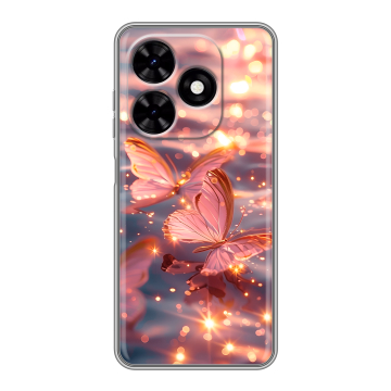 Силиконовый чехол на Tecno Spark Go 2024 с принтом бабочки розовые