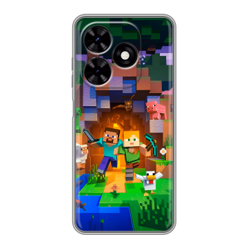 Силиконовый чехол на Tecno Spark Go 2024 с принтом Майнкрафт Minecraft