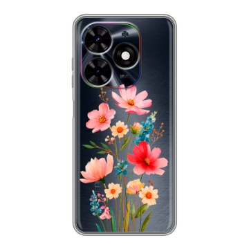 Силиконовый чехол на Tecno Spark Go 2024 с принтом Цветы
