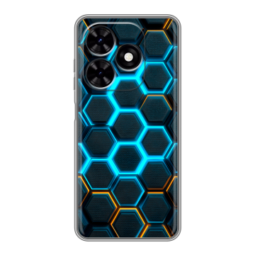 Силиконовый чехол на Tecno Spark Go 2024 с принтом Неоновые соты