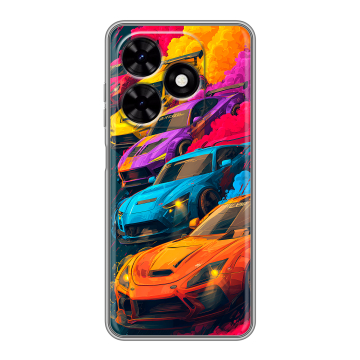 Силиконовый чехол на Tecno Spark Go 2024 с принтом Тачки