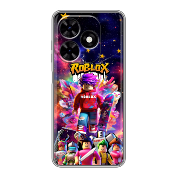 Силиконовый чехол на Tecno Spark Go 2024 с принтом Roblox Роблокс