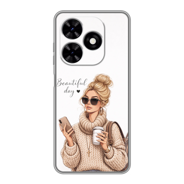 Силиконовый чехол на Tecno Spark Go 2024 с принтом женский