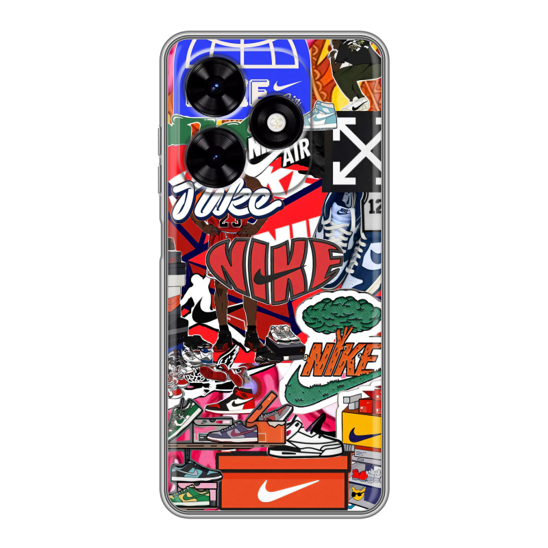 Силиконовый чехол на Tecno Spark Go 2024 с принтом Найк Nike яркий Силиконовый чехол на Tecno Spark Go 2024 с принтом Найк Nike яркий