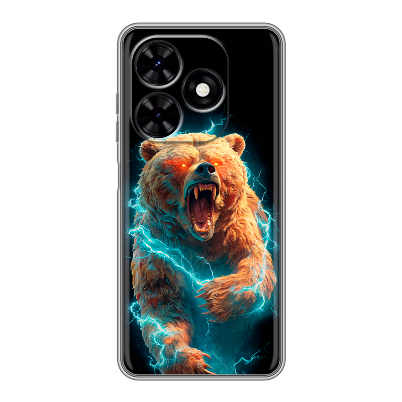 Силиконовый чехол на Tecno Spark Go 2024 с принтом Медведь Силиконовый чехол на Tecno Spark Go 2024 с принтом Медведь